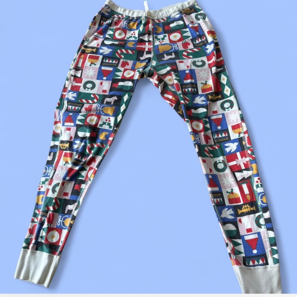 Hanna Andersson cream colored, Christmas themed pajama bottoms